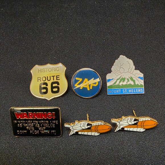 Vintage Pin Collection Lot  6 route 66 zap st helens space hat - Picture 1 of 7